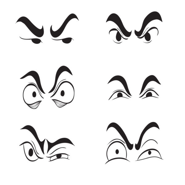 600x600 Angry Cartoon Eyes Set Vector