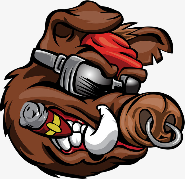 650x629 Vector Hand Painted Angry Pig, Angry Clipart, Pig Clipart, Vector