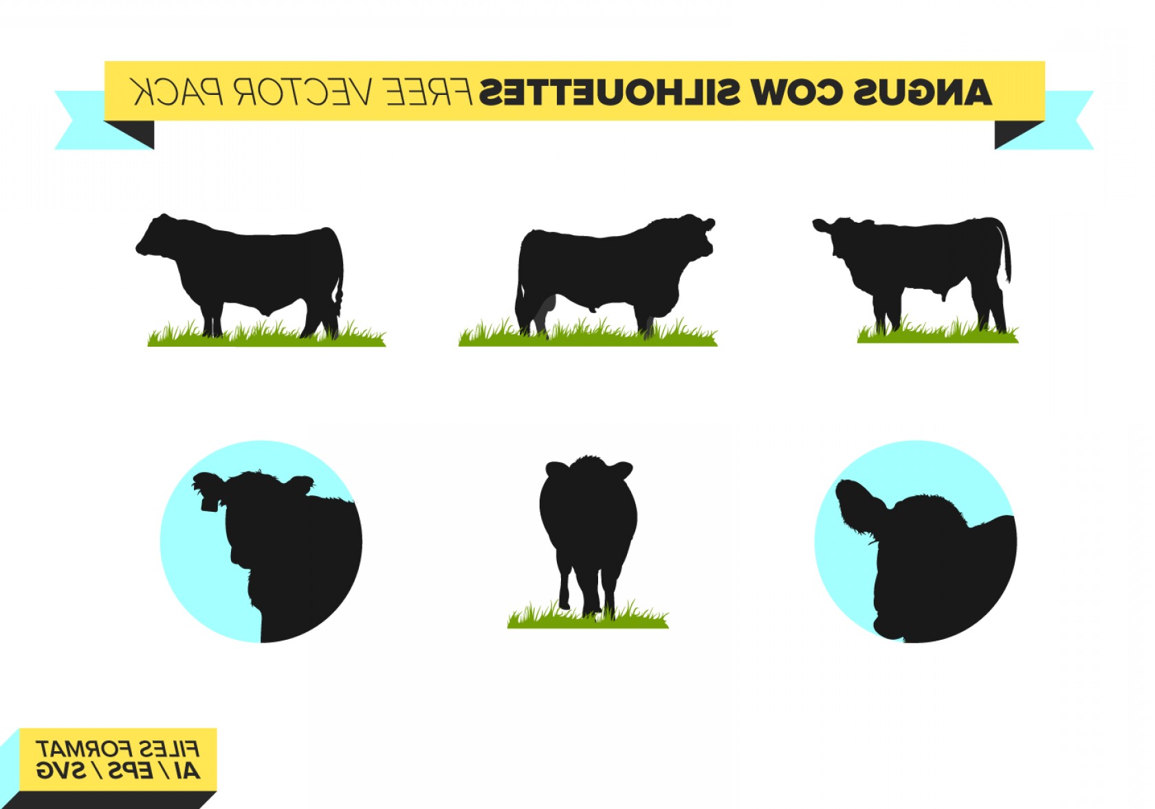 1680x1176 Angus Cow Silhouettes Vector Pack Geekchicpro