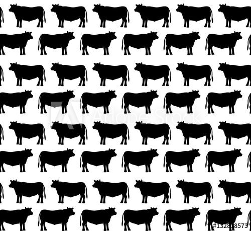 500x459 Black Angus Beef Bull Silhouette Seamless Pattern