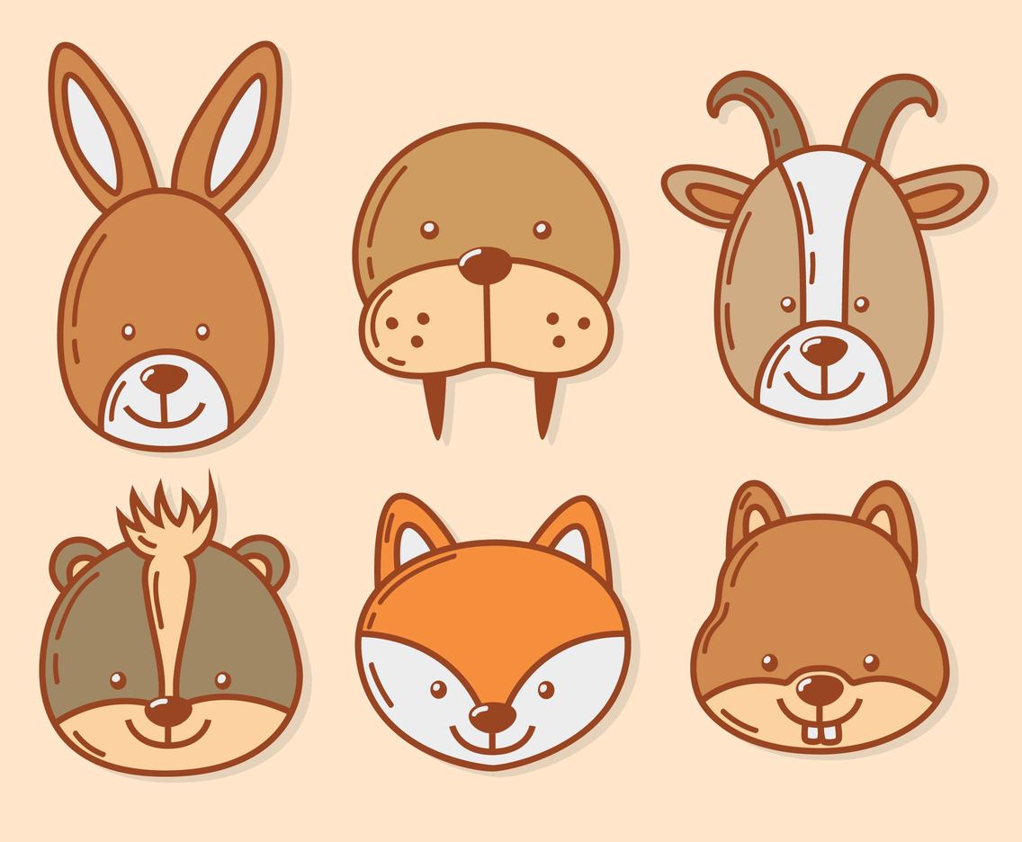 1136x936 Hand Drawn Cute Animal Face Vector Vector Art Amp Graphics