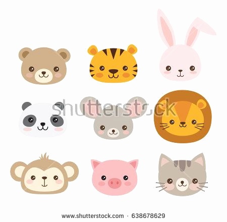 450x440 Monkey Face Template Unique Cute Animal Faces A Set Of Vector
