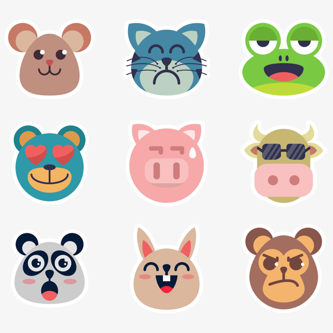 650x651 Vector Animal Face Sticker, Animal Vector, Face Vector, Sticker