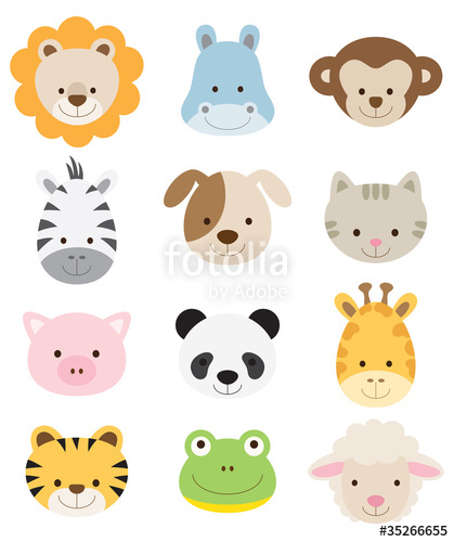 419x500 Baby Animal Faces Set Stock Image And Royalty Free Vector Files