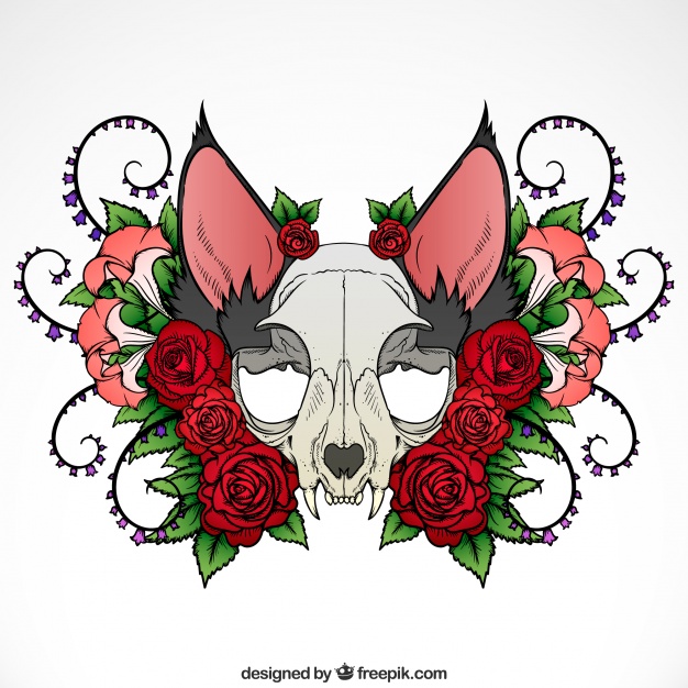 626x626 Illustration Of Animal Skull With Roses And Ornaments Vector