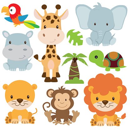 416x416 Jungle Animal Vector Illustration Stock Vectors