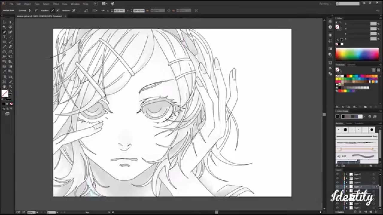 1280x720 Anime Girl Vector Art Illustrator Pt1 Speed Art.