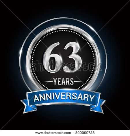 450x470 63 Years Anniversary Logo With Silver Ring And Blue Ribbon Vector