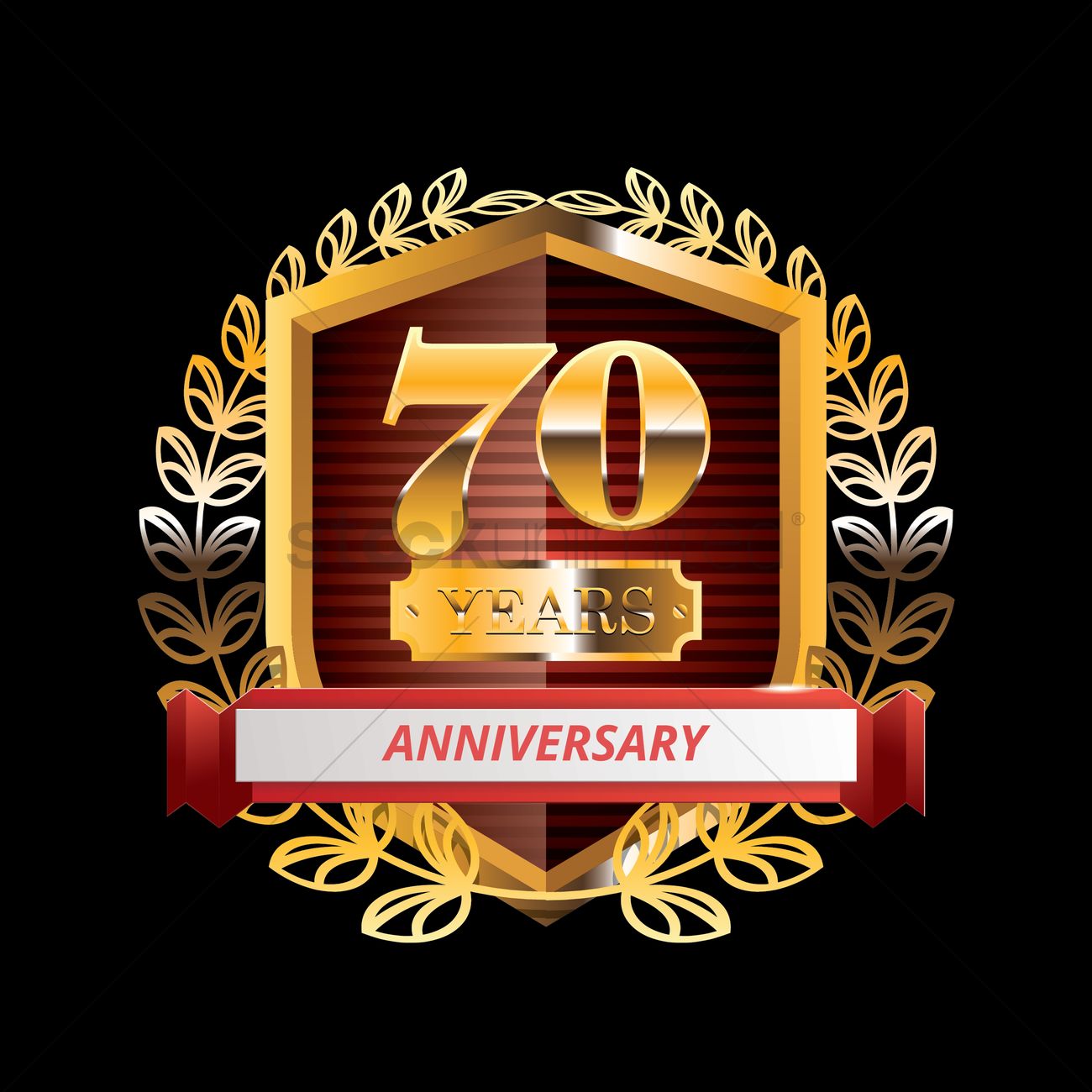 1300x1300 70 Years Anniversary Label With Ribbon Vector Image