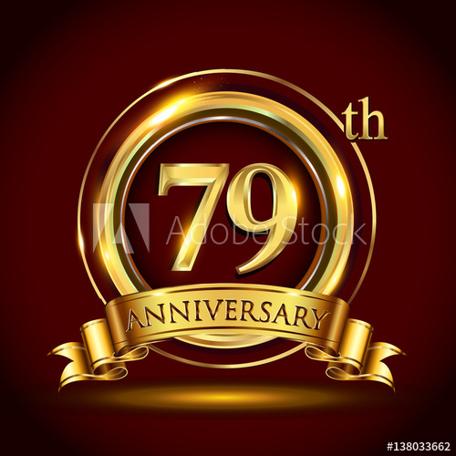 500x500 79th Golden Anniversary Logo With Gold Ring And Golden Ribbon