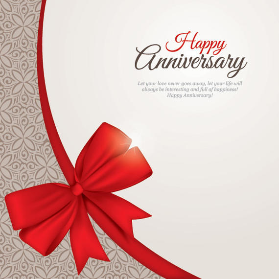 570x570 Floral Pattern Anniversary Card With Ribbon