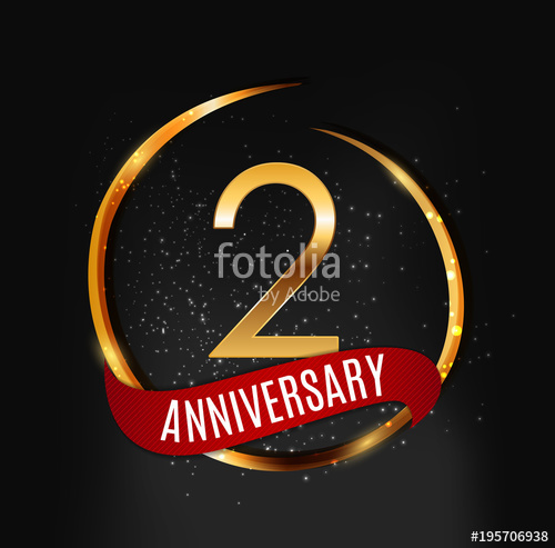 500x493 Template Gold Logo 2 Years Anniversary With Red Ribbon Vector