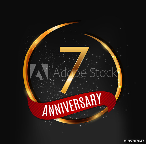 500x493 Template Gold Logo 7 Years Anniversary With Red Ribbon Vector