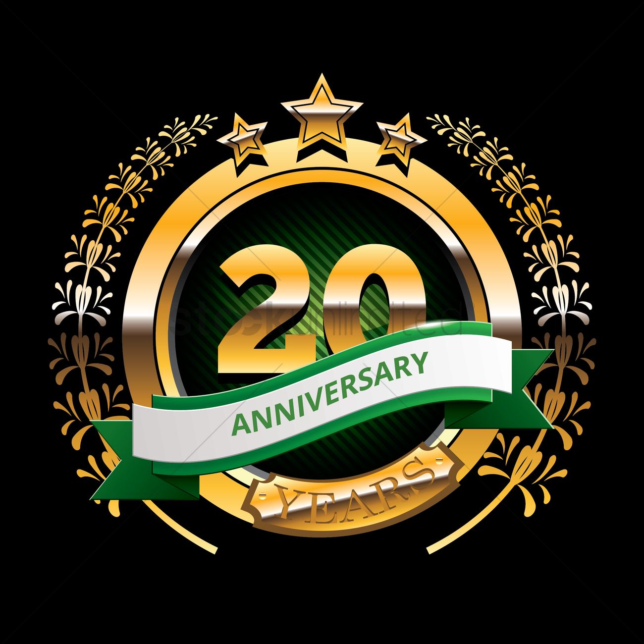 1300x1300 20 Years Anniversary Label With Ribbon Vector Image