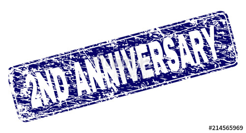 500x271 2nd Anniversary Stamp Seal Print With Distress Style. Seal Shape