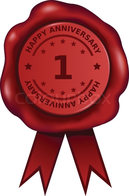 528x800 Happy One Year Anniversary Wax Seal. Stock Vector Colourbox