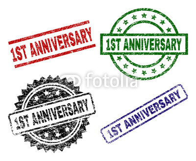 400x329 1st Anniversary Seal Prints With Distress Texture. Black, Green