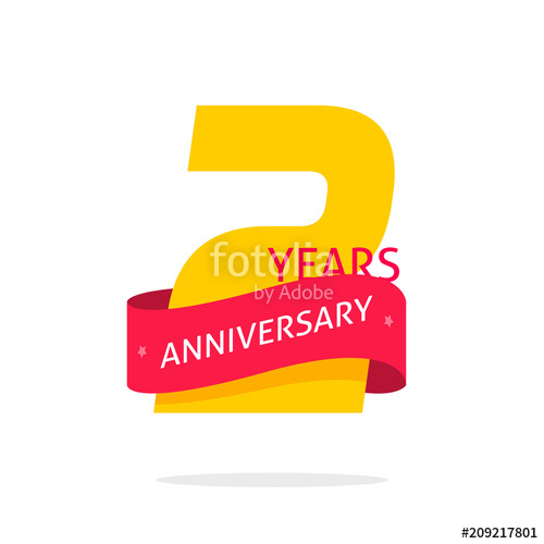 500x500 2 Years Anniversary Logo Template Isolated On White, Number 2