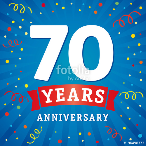 500x500 70 Years Anniversary Logo Celebration Card. 70th Years Anniversary