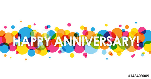 500x263 Happy Anniversary Vector Card With Colourful Circles Background