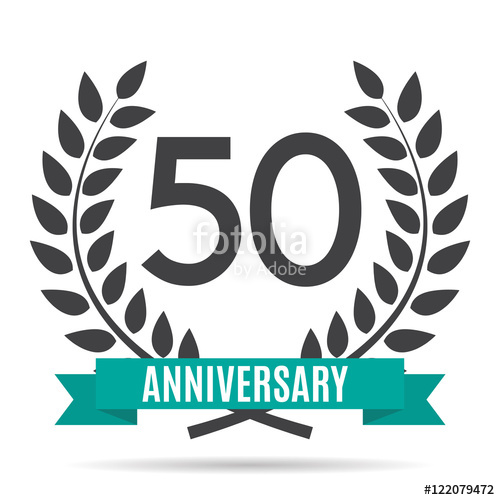 500x500 Template Logo 50 Years Anniversary Vector Illustration Stock