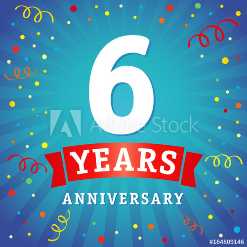 500x500 6 Years Anniversary Logo Celebration Card. 6th Years Anniversary