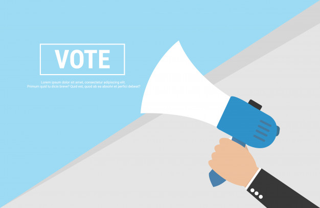 626x407 Hand Holding Megaphone With Vote Announcement. Vector Premium