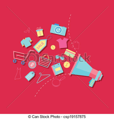 450x470 Illustration Of Sale Announcement With Shopping Icons Coming Out