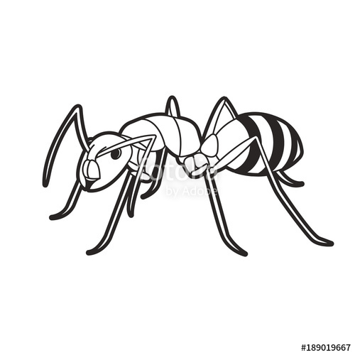500x500 Black Outline Ant Vector Cartoon Stock Image And Royalty Free