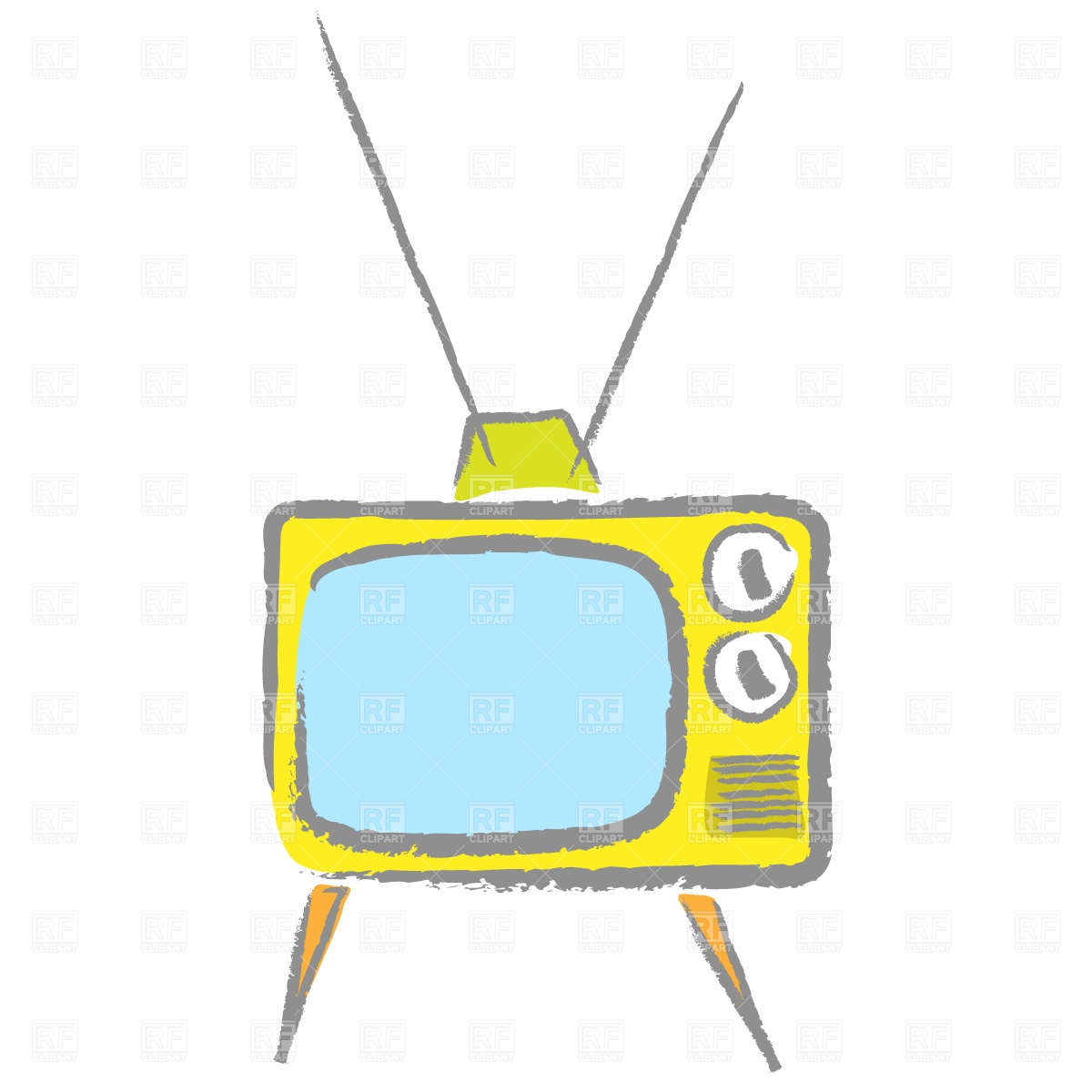 1200x1200 Cartoon Retro Tv Set With Antenna Vector Image Vector Artwork Of