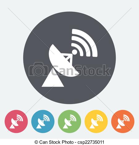 450x470 Satellite Antenna. Single Flat Icon On The Circle. Vector
