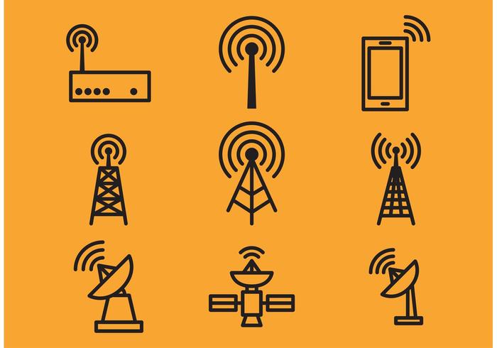 700x490 Antenna Tower And Satellite Vector Icons