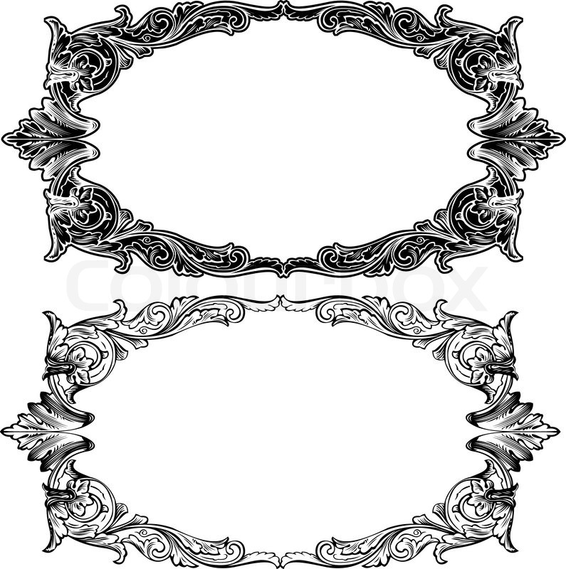 795x800 Two Antique Frame Engraving, Scalable And Editable Vector