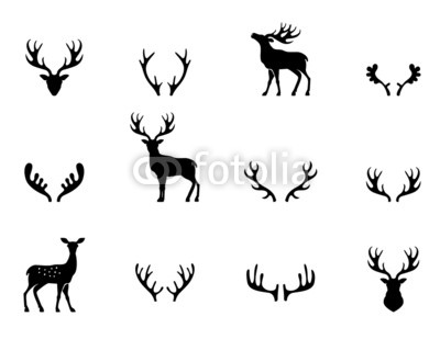 400x309 Set Of Antlers, Silhouette, Vector Poster Idf74086574