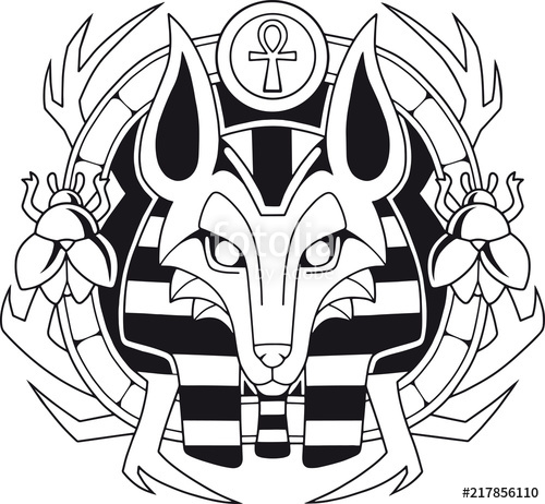 500x462 Ancient Egyptian God Jackal, Anubis, Design Illustration Stock