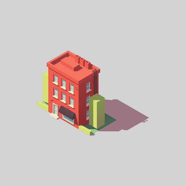 650x650 Isometric Apartment Building Vector Image