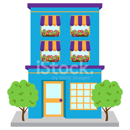 440x440 Vector Apartment Building On Street Stock Vector