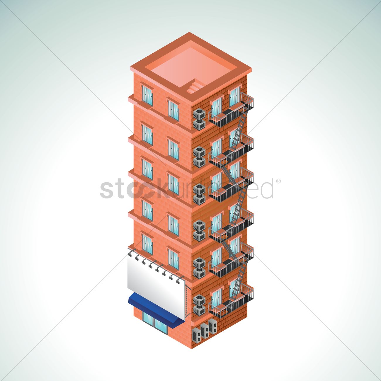 1300x1300 Apartment Building Vector Image