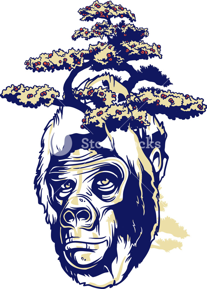 716x1000 Vintage Vector T Shirt Design With Ape Royalty Free Stock Image