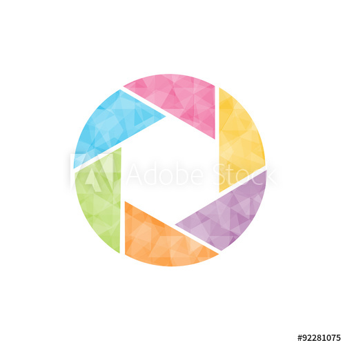 500x500 Colorful Geometric Shutter Aperture Logo. Vector Illustration