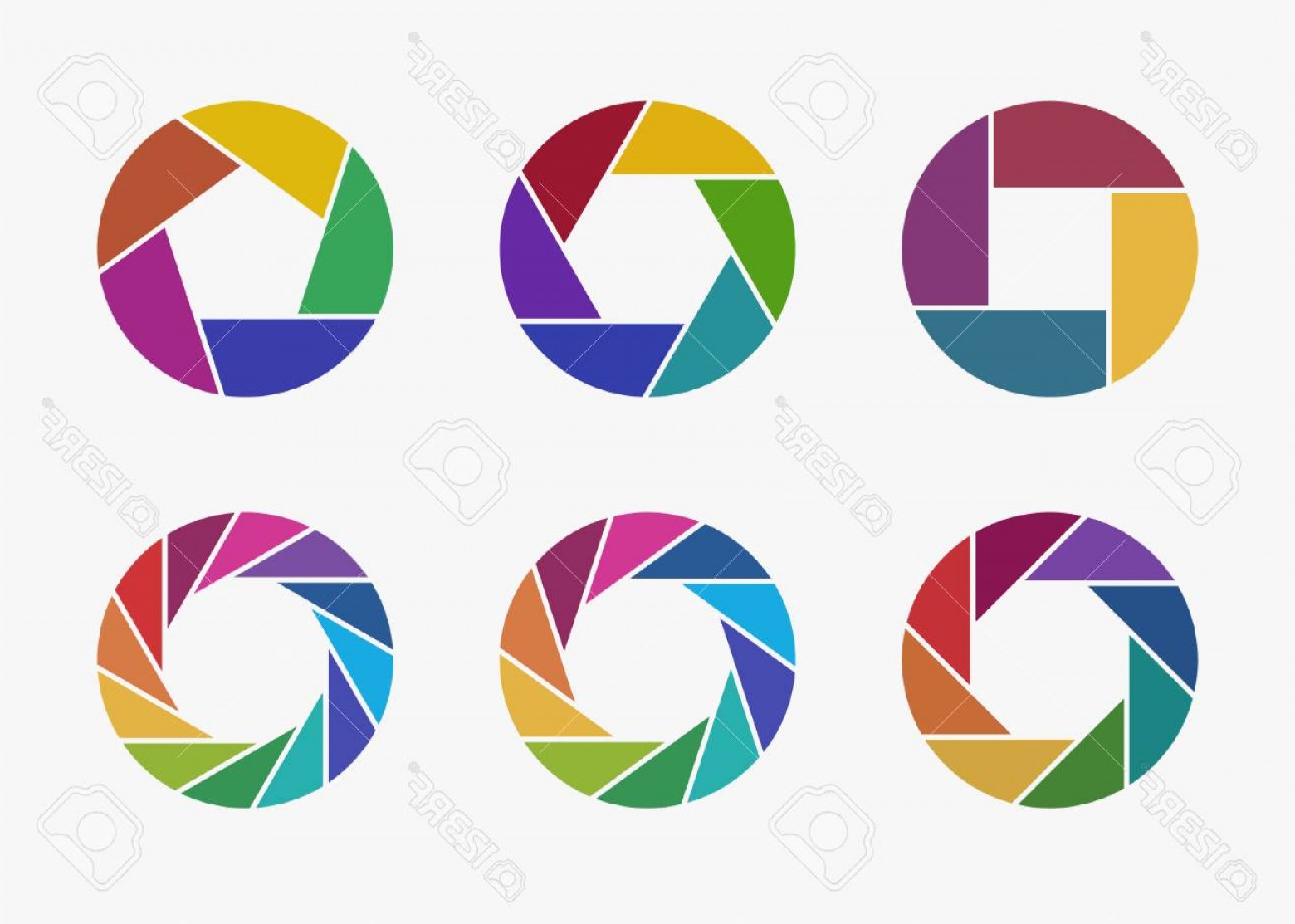 1560x1113 Photostock Vector Set Of Colorful Camera Lens Aperture Icons