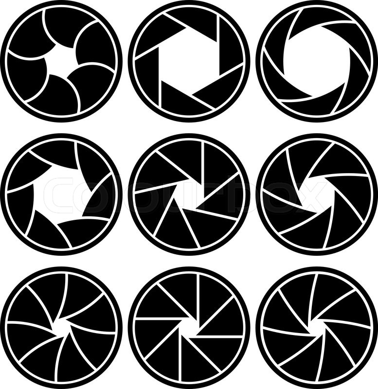 777x800 Lens Aperture Blades Vector Shapes Isolated On White Background
