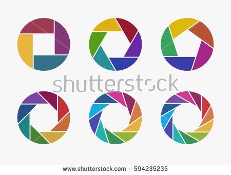 450x341 Set Of Colorful Camera Lens Aperture Icons Isolated On Light