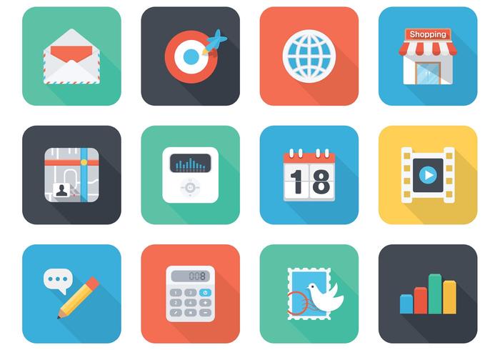 700x490 Flat App Vector Icons For Mobile And Web