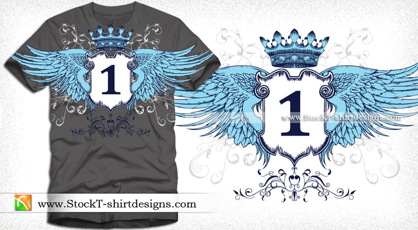 860x473 Winged Shield With Crown Apparel Vector T Shirt Design Vector T