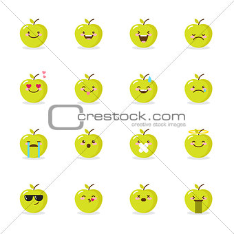 340x340 Image 6979066 Vector Green Apple Emoji Set. Funny Emoticons. From