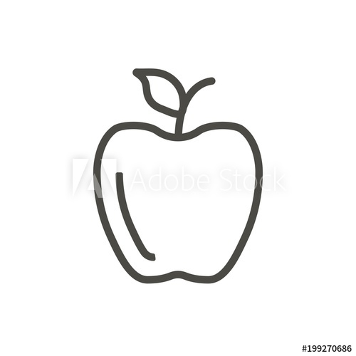 500x500 Apple Icon Vector. Outline Fruit , Line Apple Symbol.