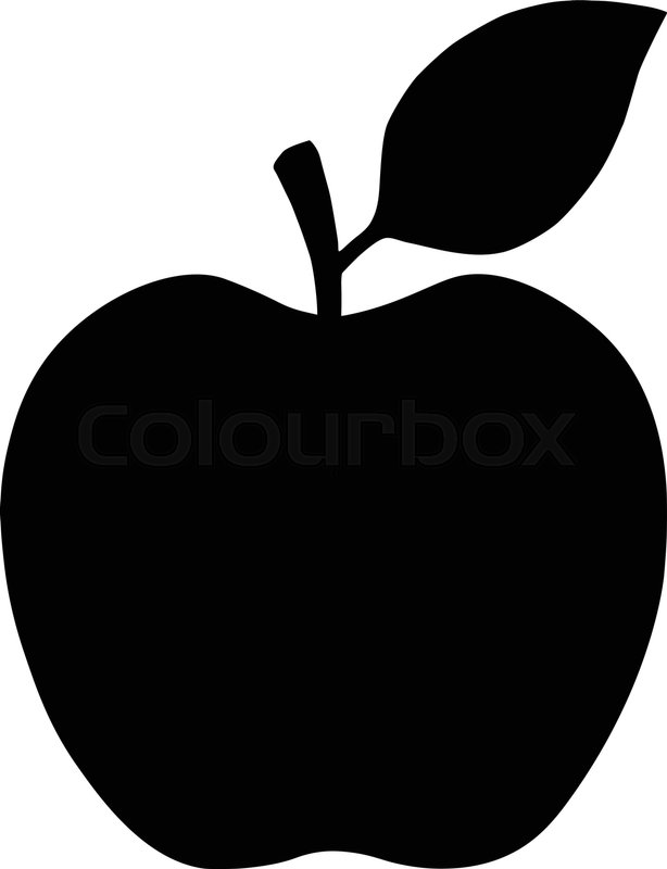 614x800 Apple Symbol. Black Silhouette Isolated On White. Vector Outline