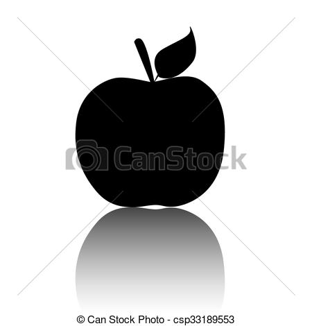 450x470 Apple. Vector Icon. Apple Icon. Black Vector Illustration With