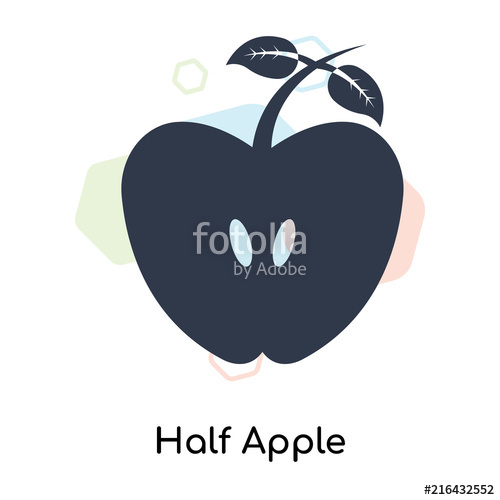 500x500 Half Apple Icon Vector Sign And Symbol Isolated On White
